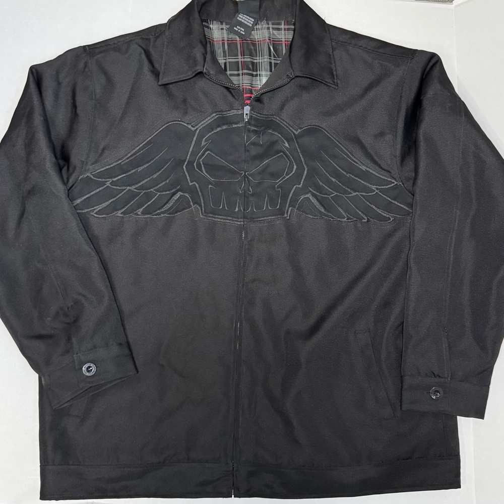 Vintage Men's Black No Fear Skull Jacket